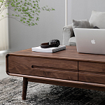 Кофейный стол из массива дерева с выдвижными ящиками Coffee Walnut Table варинант исполнения - 5 | Loft Concept в Краснодаре