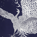 Обои ручная роспись в стиле Арт-деко Whistler Peacocks Special Colourway on Empire Blue dyed silk варинант исполнения - 2 | Loft Concept в Краснодаре