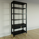 Стеллаж Elsa Dreams Black со стеклянными полками и ящиком варинант исполнения - 1 | Loft Concept в Краснодаре