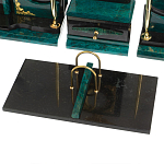 Настольный письменный набор из змеевика тёмно-зелёного цвета с декором в виде орла Successful Leader варинант исполнения - 4 | Loft Concept в Краснодаре