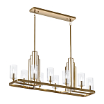 Люстра прямоугольная цвета латунь с прозрачными рифлеными цилиндрическими плафонами Kichler варинант исполнения - 2 | Loft Concept в Краснодаре