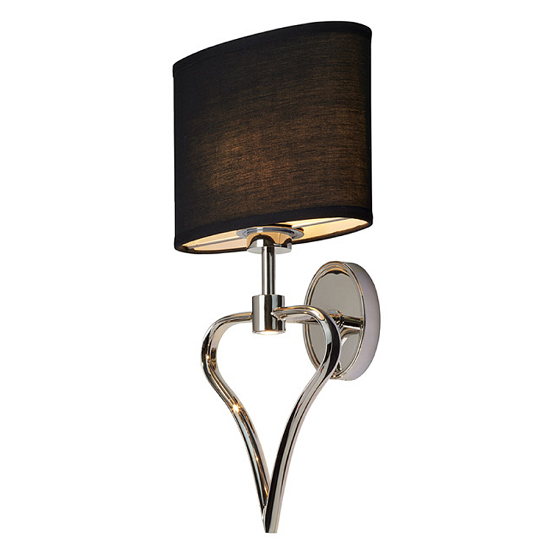 Бра для ванных комнат с черным тканевым абажуром овальной формы и декоративной вставкой в форме сердца Elstead Lighting Черный Хром в Краснодаре | Loft Concept 