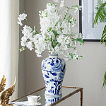 Ваза с бело-синей росписью и изображением цветов Blue & White Ornament варинант исполнения - 4 | Loft Concept в Краснодаре