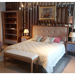 Кровать из массива бука с мягким изголовьем Tasteful Furniture варинант исполнения - 2 | Loft Concept в Краснодаре