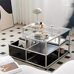 Дизайнерский журнальный стол квадратный с полками Akydy варинант исполнения - 1 | Loft Concept в Краснодаре