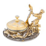 Икорница с декором "Емеля" с гравировкой на подставке из натурального камня Агат Decorative Cavair Dishes варинант исполнения - 3 | Loft Concept в Краснодаре