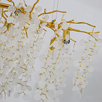 Люстра подвесная с золотистыми ветками и стеклянными подвесками в виде листьев Длина 80 см FAIRYTREE Light варинант исполнения - 5 | Loft Concept в Краснодаре