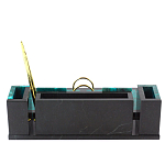 Настольный письменный набор из змеевика с часами и календарницей Successful Leader варинант исполнения - 3 | Loft Concept в Краснодаре