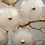 Потолочная люстра круглая ветвистыми бронзовыми элементами и стеклянными рифлеными дисками Textured Glass Chandelier варинант исполнения - 5 | Loft Concept в Краснодаре