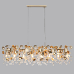 Люстра линейная с подвесками в форме монеток и золотистыми круглыми элементами из металла в виде лепестков FAIRYTREE Light варинант исполнения - 4 | Loft Concept в Краснодаре