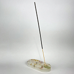 Подставка под благовония из эпоксидной смолы с цветами белая Epoxy Resin Flowers Incense Oval Stand White варинант исполнения - 3 | Loft Concept в Краснодаре