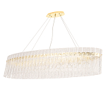 Люстра подвесная овальная с рельефными стеклянными панелями и золотым металлическим каркасом Textured Glass Chandelier варинант исполнения - 1 | Loft Concept в Краснодаре