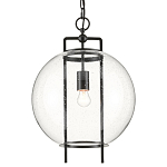 Подвесной светильник в форме шара из прозрачного стекла на линейном черном каркасе  Glass Ball with Seeds варинант исполнения - 2 | Loft Concept в Краснодаре