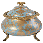 Шкатулка голубого цвета с золотым растительным узором Eden Garden варинант исполнения - 1 | Loft Concept в Краснодаре