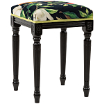 Банкетка из натурального бука черная с изображением птиц и цветов Blooming Birds2 варинант исполнения - 3 | Loft Concept в Краснодаре