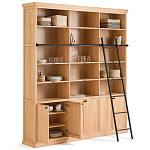 Книжный шкаф из массива сосны с металлической лестницей Burton Wood Cabinet варинант исполнения - 3 | Loft Concept в Краснодаре