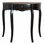 Консоль черная полукруглая из массива березы с ящиком и состаренным эффектом Vintage варинант исполнения - 1 | Loft Concept в Краснодаре