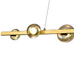 Люстра светодиодная линейная с 6-ю круглыми плафонами коньячного цвета Iona Chandelier Brass  варинант исполнения - 2 | Loft Concept в Краснодаре