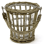 Кашпо стеклянное в плетёной корзине Timber варинант исполнения - 1 | Loft Concept в Краснодаре