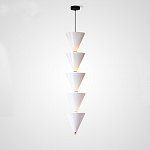 Подвесной светильник светодиодный в виде ряда белых металлических конусов  Herringbone варинант исполнения - 3 | Loft Concept в Краснодаре