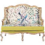 Диван из натурального бука бежевый с изображением птиц и цветов Beige Green Chinoiserie Garden Sofa варинант исполнения - 7 | Loft Concept в Краснодаре