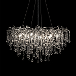 Люстра подвесная с прозрачными стеклянными подвесками в форме капель Диаметр 80 см Droplet Chandelier варинант исполнения - 6 | Loft Concept в Краснодаре