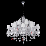 Люстра многоярусная с 30-ю белыми текстильными абажурами и хрустальными подвесками Lustre Reverie варинант исполнения - 2 | Loft Concept в Краснодаре