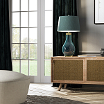 Настольная лампа с коническим дымчато-зелёным абажуром из искусственного шёлка Quintiesse варинант исполнения - 3 | Loft Concept в Краснодаре