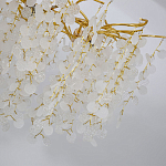 Люстра подвесная с золотистыми ветками и стеклянными подвесками в виде листьев Длина 130 см FAIRYTREE Light варинант исполнения - 4 | Loft Concept в Краснодаре