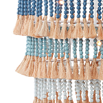 Люстра трехъярусная с декором из круглых деревянных бусин с кисточками Blue Wooden Beads Chandelier варинант исполнения - 2 | Loft Concept в Краснодаре