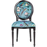 Стул из массива бука бирюзовый с изображением птиц и цветов Turquoise Chinoiserie Birds Garden Chair варинант исполнения - 1 | Loft Concept в Краснодаре