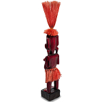 Деревянная декоративная статуэтка Asmat Red Straw Headdress Statuette Red варинант исполнения - 2 | Loft Concept в Краснодаре