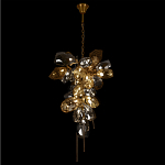 Люстра подвесная вытянутой формы с плафонами из стекла и металла с двумя вертикальными подвесками Gilded Mirage  варинант исполнения - 3 | Loft Concept в Краснодаре