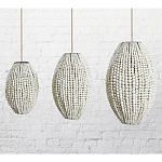 Подвесной светильник вертикальной овальной формы украшенный белыми круглыми бусинами Gradient Oval Pendant Lamp White варинант исполнения - 1 | Loft Concept в Краснодаре