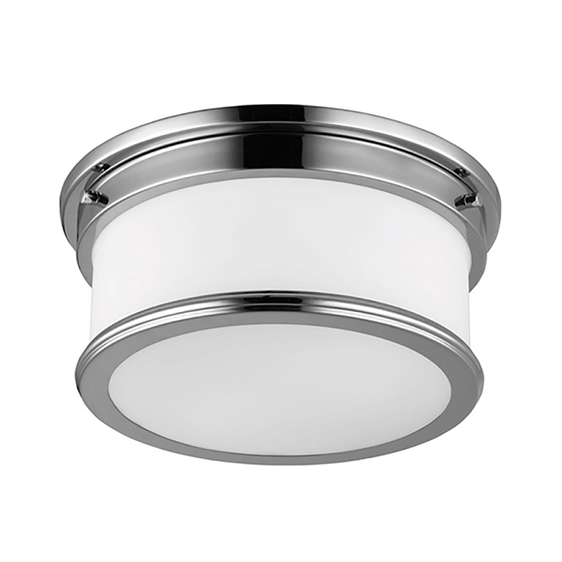 Потолочный светильник для ванных комнат цвета хром с вытянутым плафоном из молочного стекла Feiss Хром Белый в Краснодаре | Loft Concept 