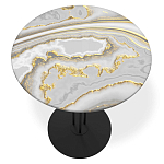 Стол журнальный с круглой столешницей из стекла Gray and Gold Marble варинант исполнения - 2 | Loft Concept в Краснодаре