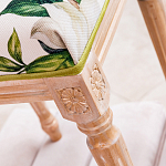 Банкетка из натурального бука золотистая с изображением птиц и цветов Blooming Bird варинант исполнения - 4 | Loft Concept в Краснодаре