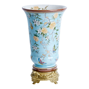 Ваза из голубого фарфора с бронзовыми элементами Blue Garden
