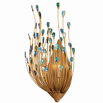 Бра настенное золотое с декором из бирюзовых элементов Peacock Tail варинант исполнения - 2 | Loft Concept в Краснодаре