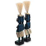 Комплект из 2-х деревянных статуэток Asmat Straw Headdress Statuettes Dark Blue варинант исполнения - 2 | Loft Concept в Краснодаре
