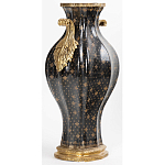 Ваза черного цвета из фарфора с золотистым узором и бронзовыми ручками Высота 39.5 см Eden Garden porcelain and bronze варинант исполнения - 1 | Loft Concept в Краснодаре