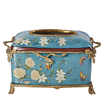 Салфетница прямоугольная голубого цвета с цветами и бабочками Blue Garden варинант исполнения - 1 | Loft Concept в Краснодаре