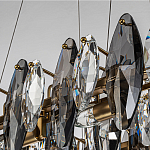 Люстра подвесная с овальными подвесками из стекла дымчатого цвета Harlow Crystal Round варинант исполнения - 3 | Loft Concept в Краснодаре