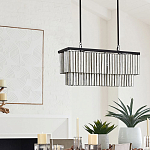 Люстра линейная прямоугольная с подвесками из натурального перламутра Nacre варинант исполнения - 5 | Loft Concept в Краснодаре