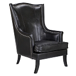 Кресло из натуральной кожи на 4-х деревянных ножках из массива бука Daniel Leather Armchair black варинант исполнения - 1 | Loft Concept в Краснодаре