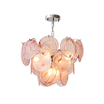 Люстра с каскадом из круглых розовых стеклянных дисков Pink Light Waterfall варинант исполнения - 2 | Loft Concept в Краснодаре