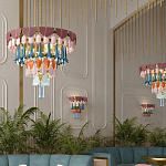 Люстра круглая с декором из разноцветных элементов в виде листьев Changing Seasons варинант исполнения - 12 | Loft Concept в Краснодаре