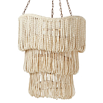 Трехъярусная люстра с подвесками из круглых деревянных бусин белая White Beads Three-tier Chandelier  варинант исполнения - 1 | Loft Concept в Краснодаре