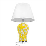 Настольная лампа желтая с изображением белых птиц Flight Among Acacia варинант исполнения - 3 | Loft Concept в Краснодаре