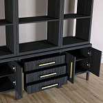 Модульный стеллаж Primo из трех составных элементов Черный дуб варинант исполнения - 5 | Loft Concept в Краснодаре